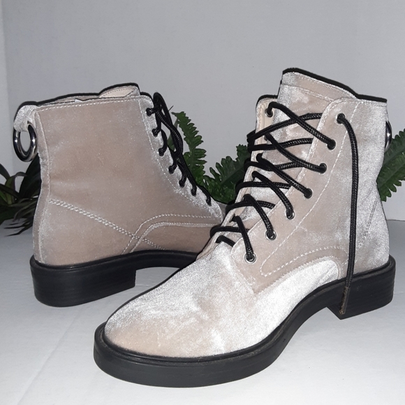 Dolce Vita Bardot Velvet Combat Boots in Silver main image 16